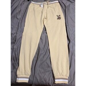 Lucky Charm Pants Mens M White Jogger Bunny Embroidered Elastic‎ Waist Cuffed